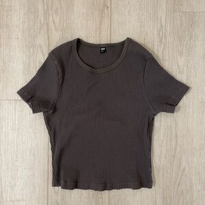 UNIQLO GREY RIBBED SHIRT
